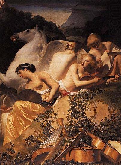 Four Muses and Pegasus on Parnassus, Caesar van Everdingen
